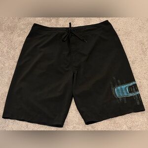 Oakley Board Shorts Mens 36in Waist Drawstring Black Not Lined With Back Pocket